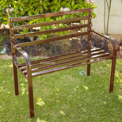 Nuevo Metal 2 Seater Garden Bench Outdoor Park - (Brown)