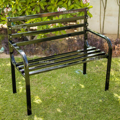 Timber Metal 2 Seater Garden Bench for Outdoor Park - (Black)