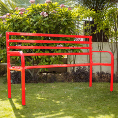 Clever Metal 3 Seater Garden Bench for Outdoor Park - (Red)