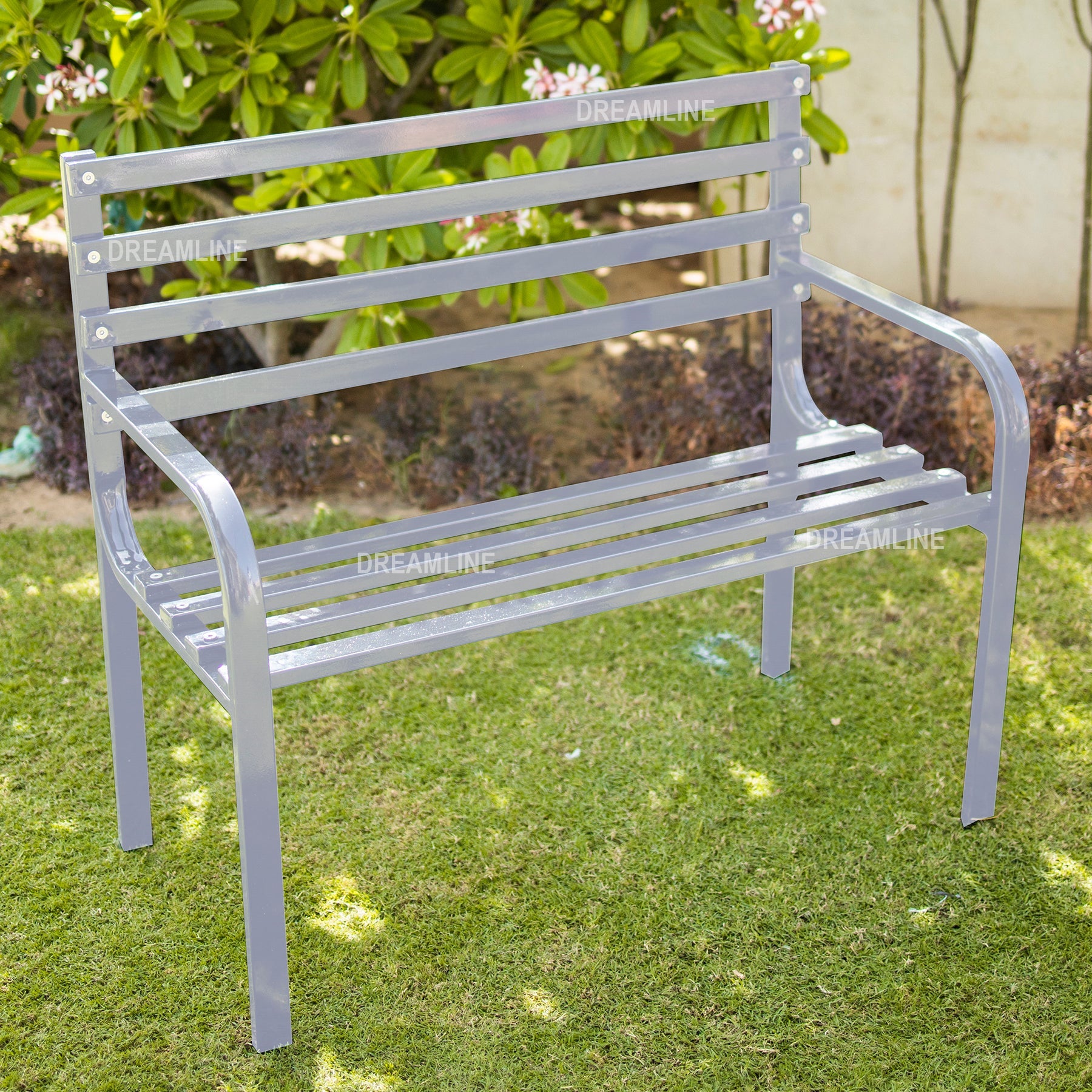 Deco Metal 2 Seater Garden Bench for Outdoor Park - (Grey)