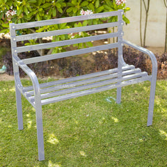 Deco Metal 2 Seater Garden Bench for Outdoor Park - (Grey)
