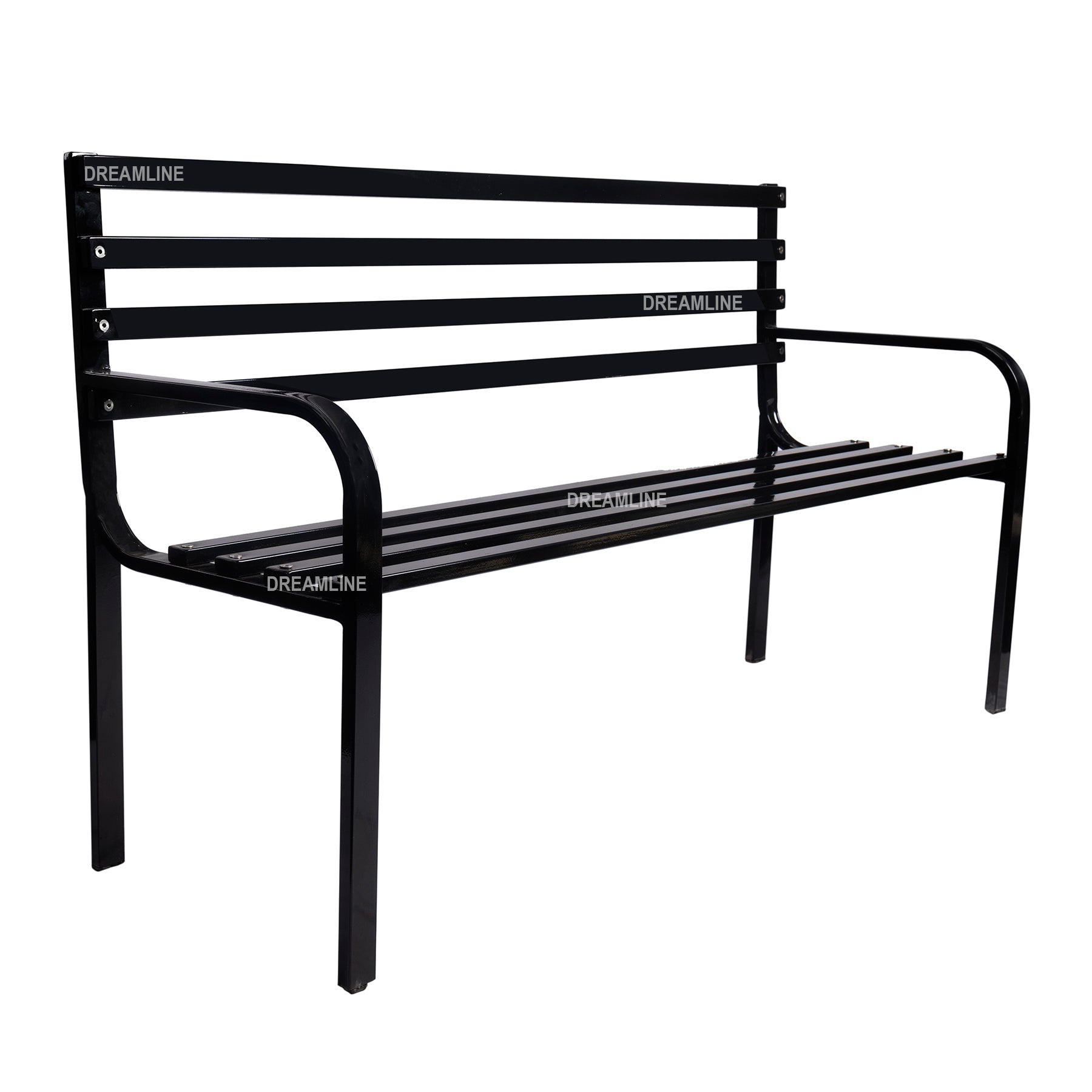 Faam Metal 3 Seater Garden Bench for Outdoor Park - (Black)