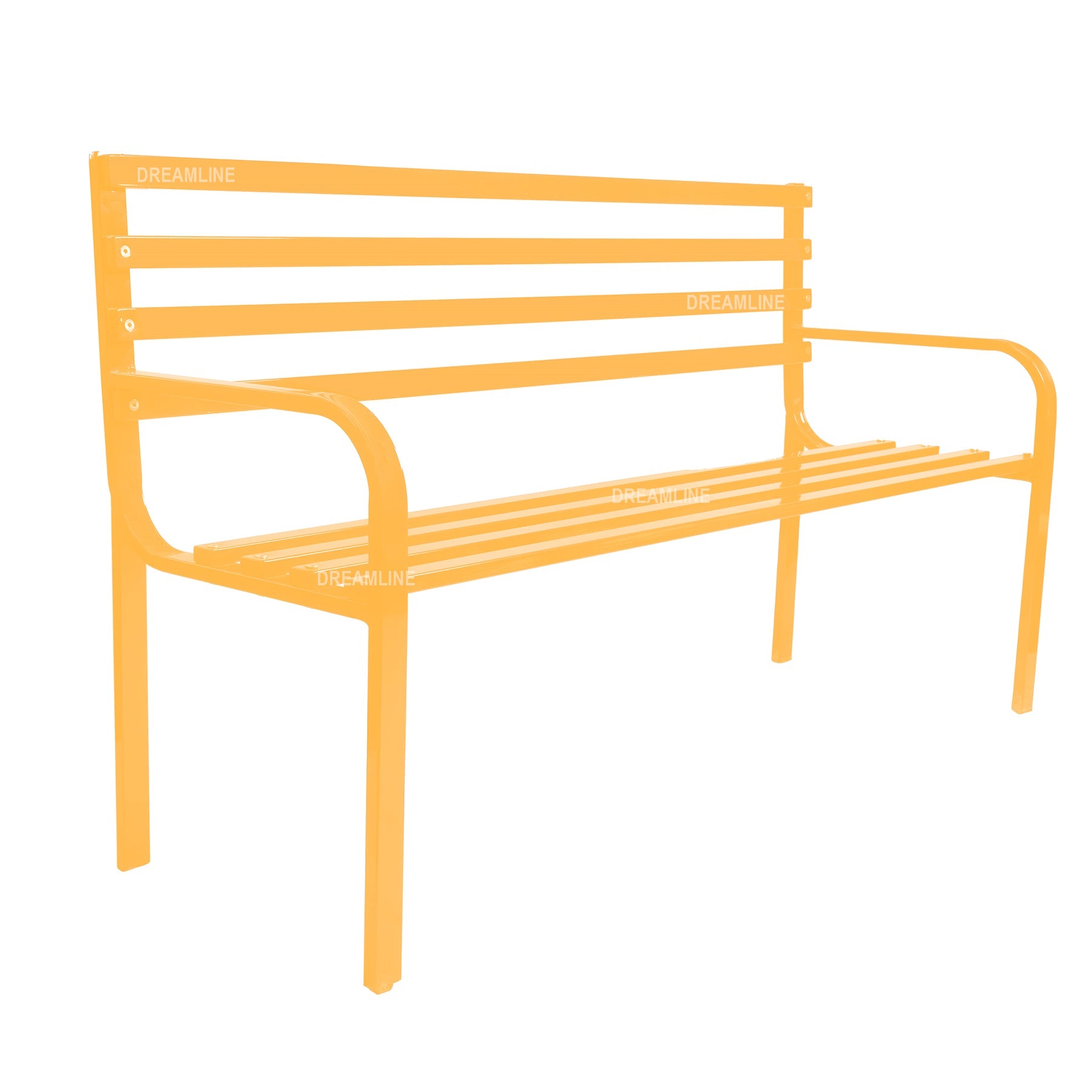 Vice Metal 3 Seater Garden Bench for Outdoor Park - (Yellow)