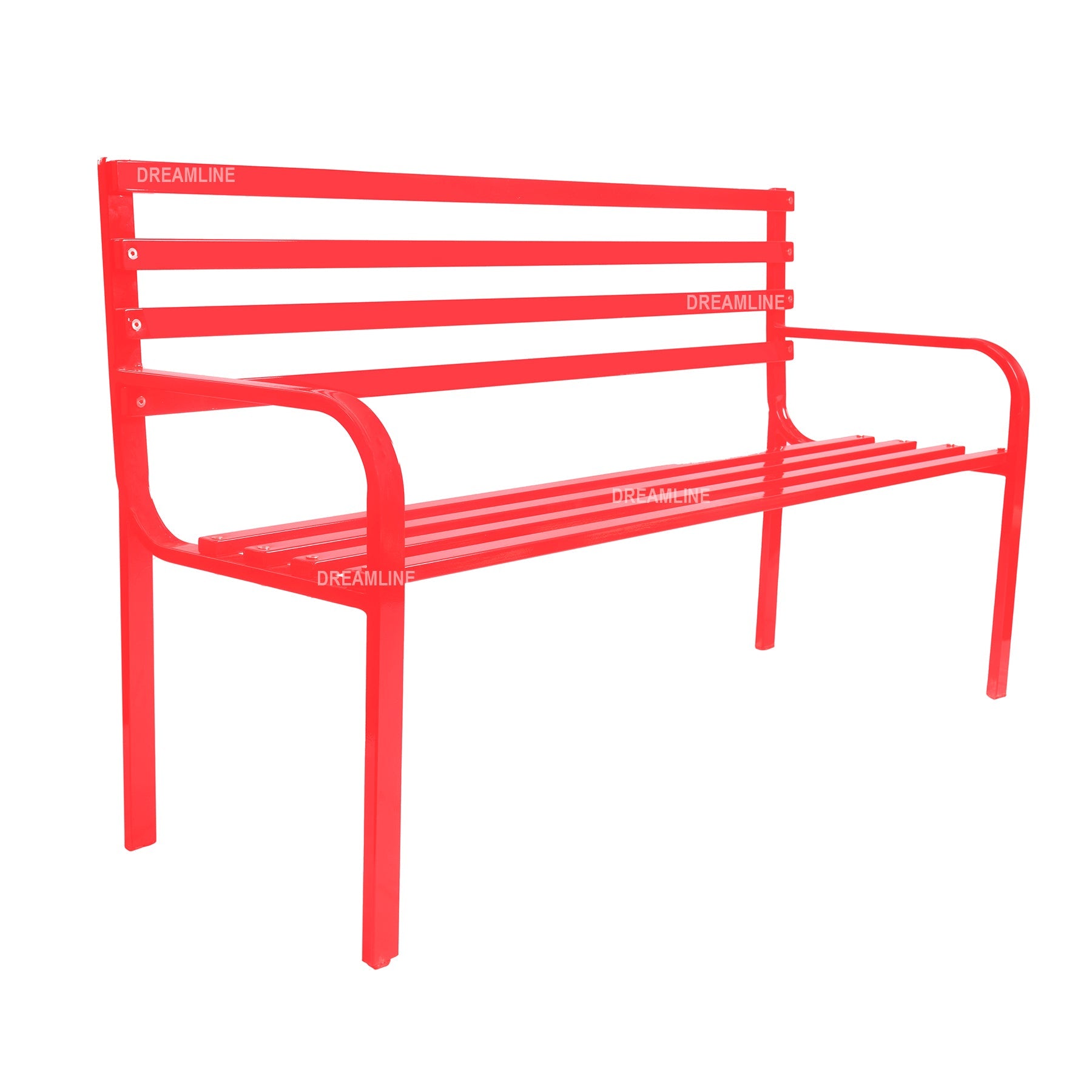Clever Metal 3 Seater Garden Bench for Outdoor Park - (Red)