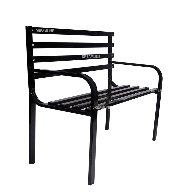 Timber Metal 2 Seater Garden Bench for Outdoor Park - (Black)