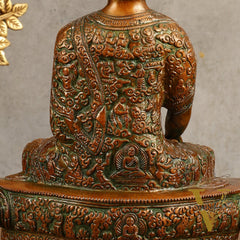 Buddha Bhumisparsha Life Story Engraved Statue - Dual Tone, 9" Height