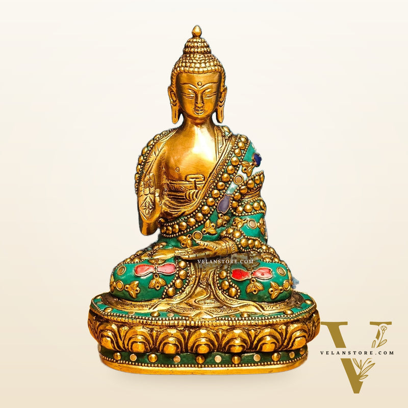 Buddha Brass idol Abhaya mudra 7.5"