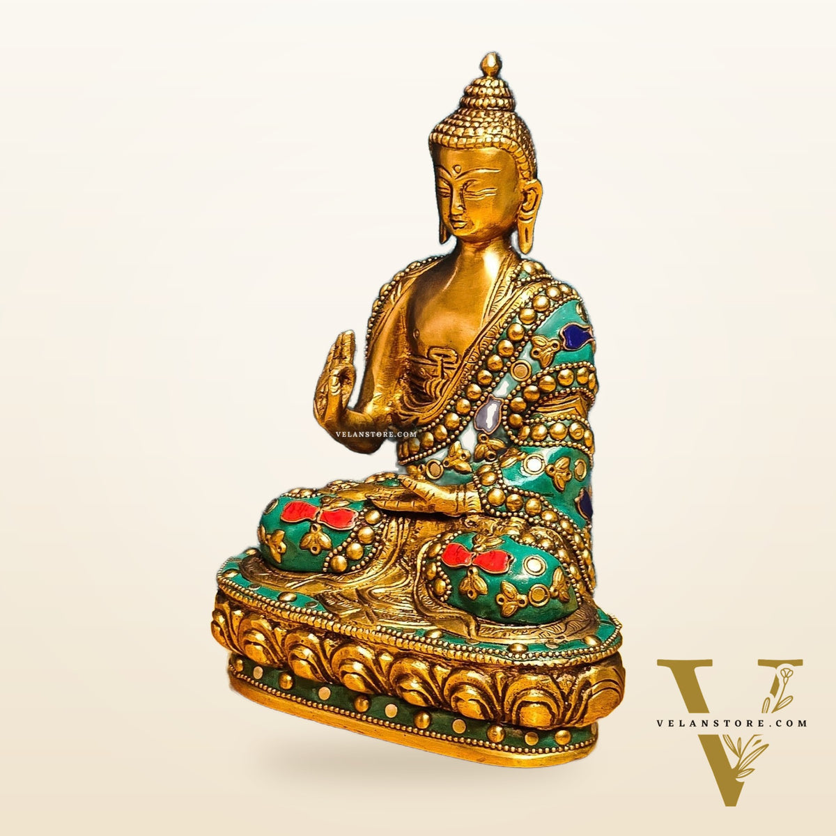 Buddha Brass idol Abhaya mudra 7.5"