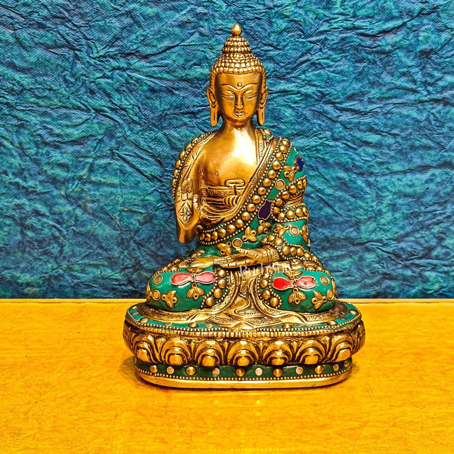 Buddha Brass idol Abhaya mudra 7.5"