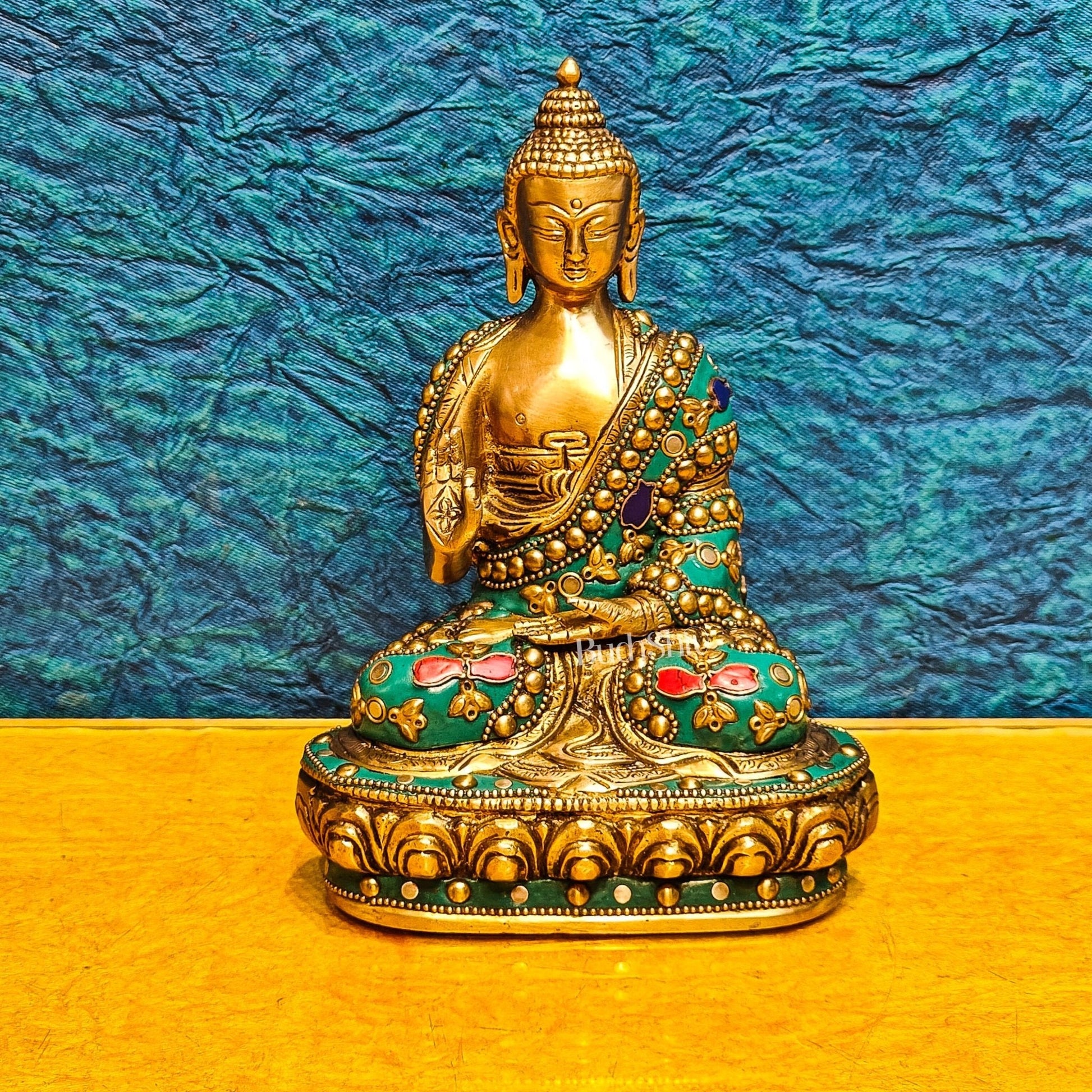 Buddha Brass idol Abhaya mudra 7.5"