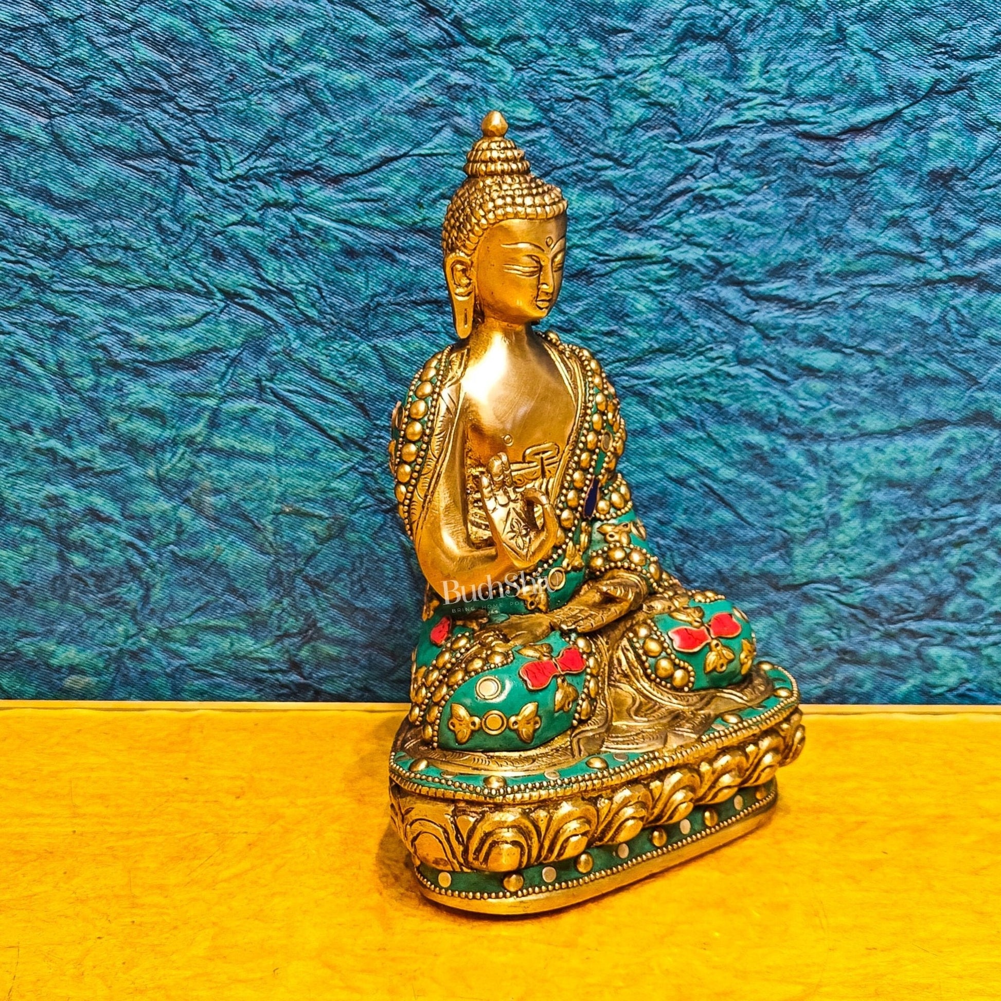 Buddha Brass idol Abhaya mudra 7.5"