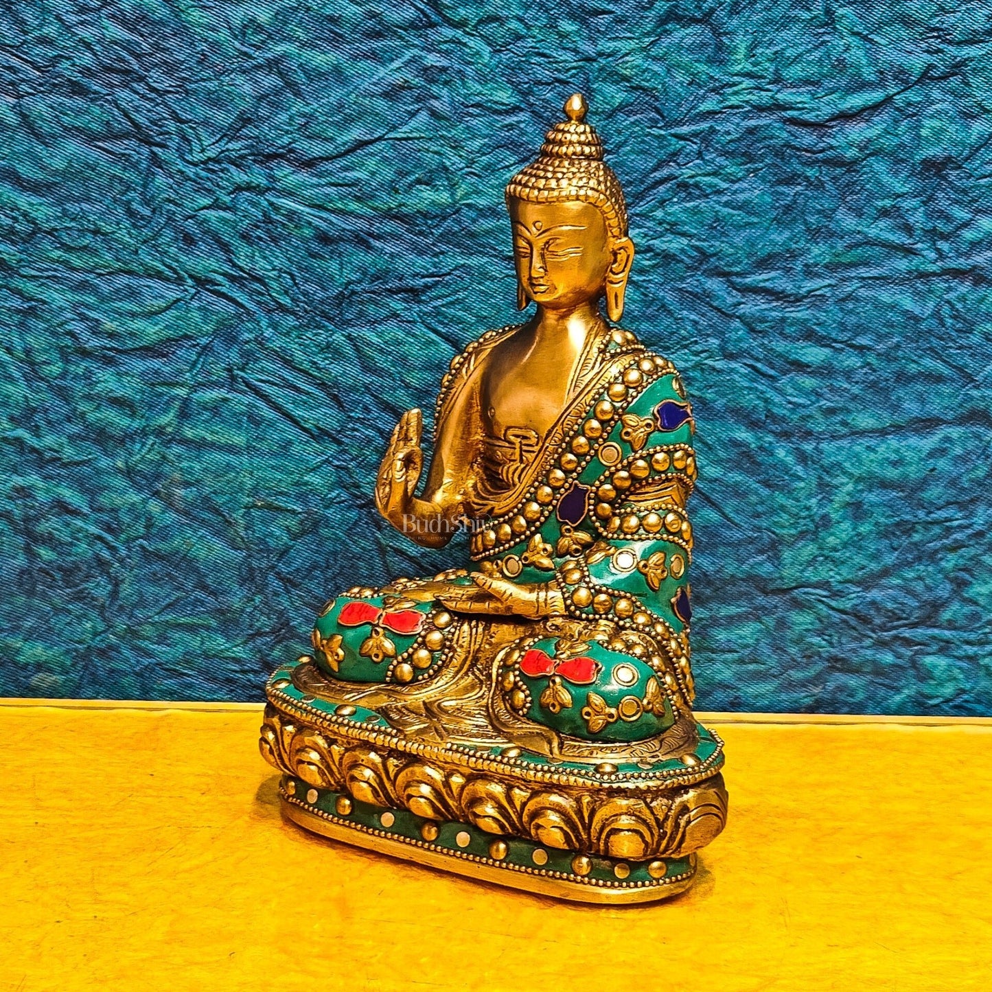 Buddha Brass idol Abhaya mudra 7.5"