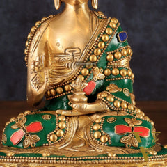 Buddha Brass idol blessing Abhaya mudra 7.5"