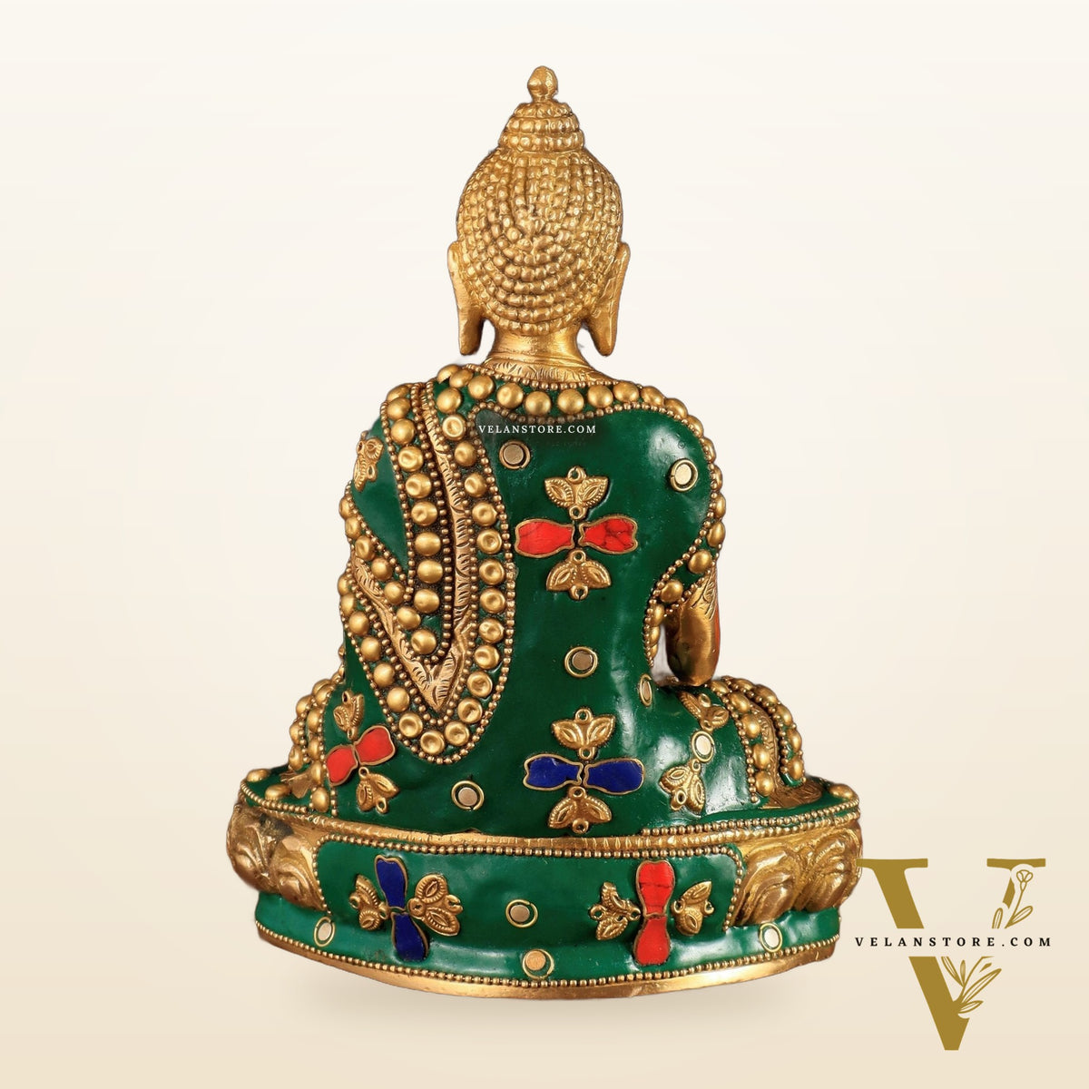 Buddha Brass idol blessing Abhaya mudra 7.5"