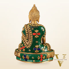 Buddha Brass idol blessing Abhaya mudra 7.5"