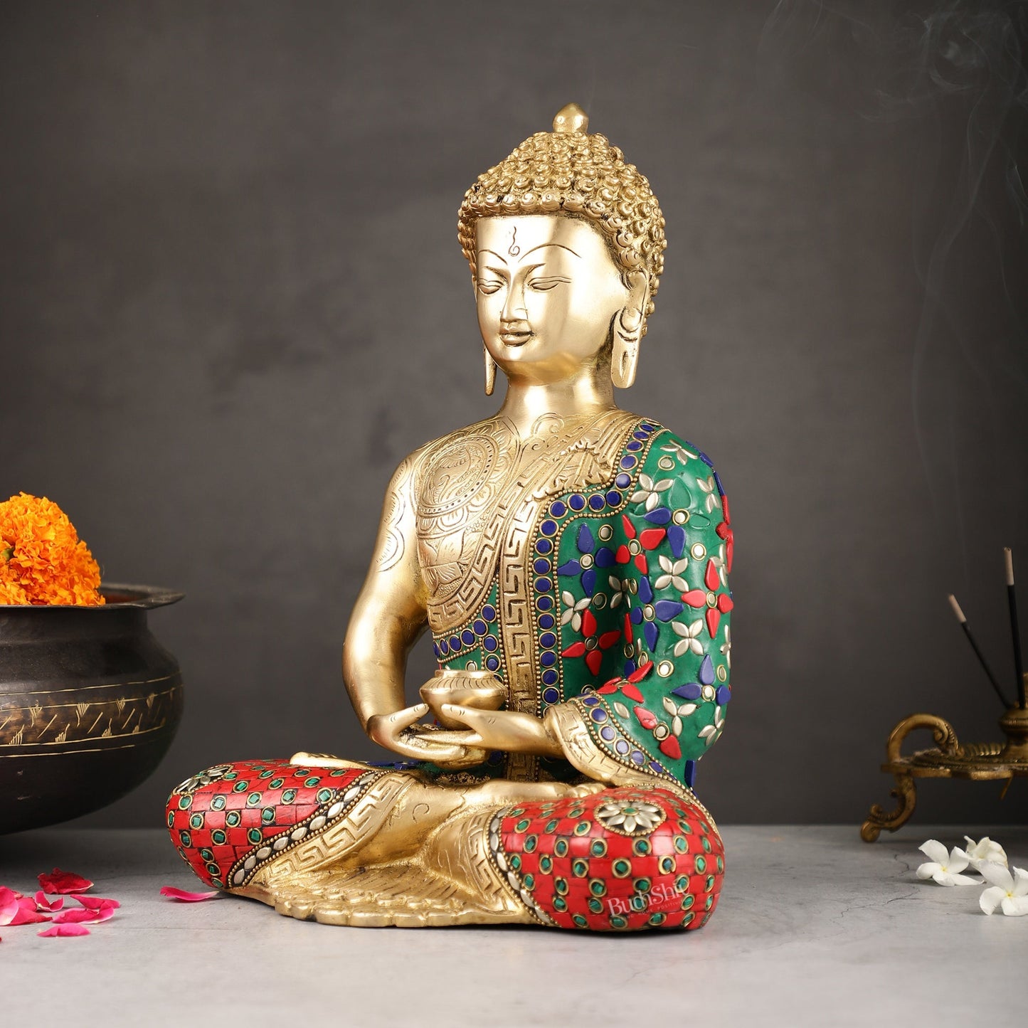 Buddha Brass Idol buddha meditation 12 inch