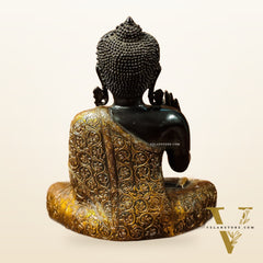 Buddha Brass Idol, Buddha Statue, Brass Buddha Aashirwad Mudra Statue, Black and Golden Finish 17 inches
