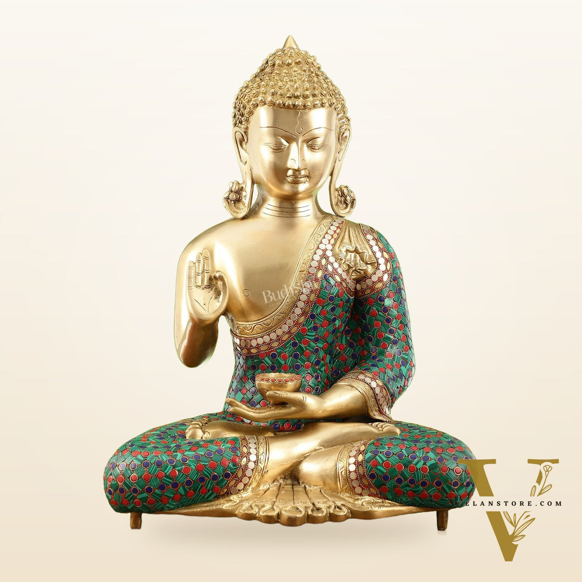 Buddha Brass Idol | Gautama Buddha in Abhayamudra Pose | Handcrafted 20 inch