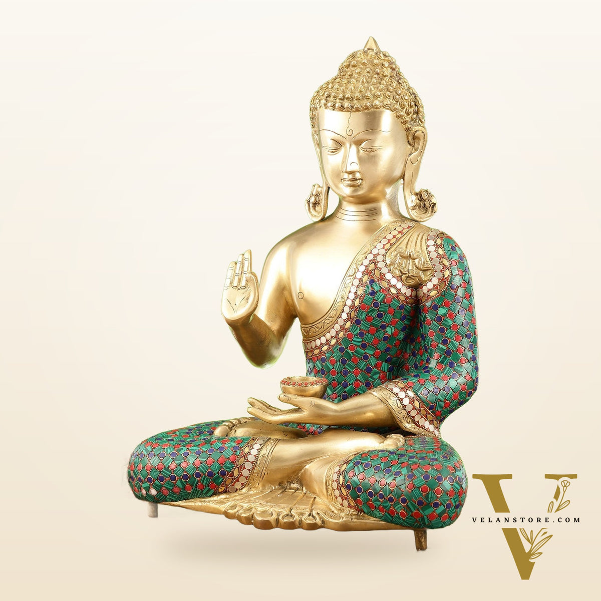 Buddha Brass Idol | Gautama Buddha in Abhayamudra Pose | Handcrafted 20 inch
