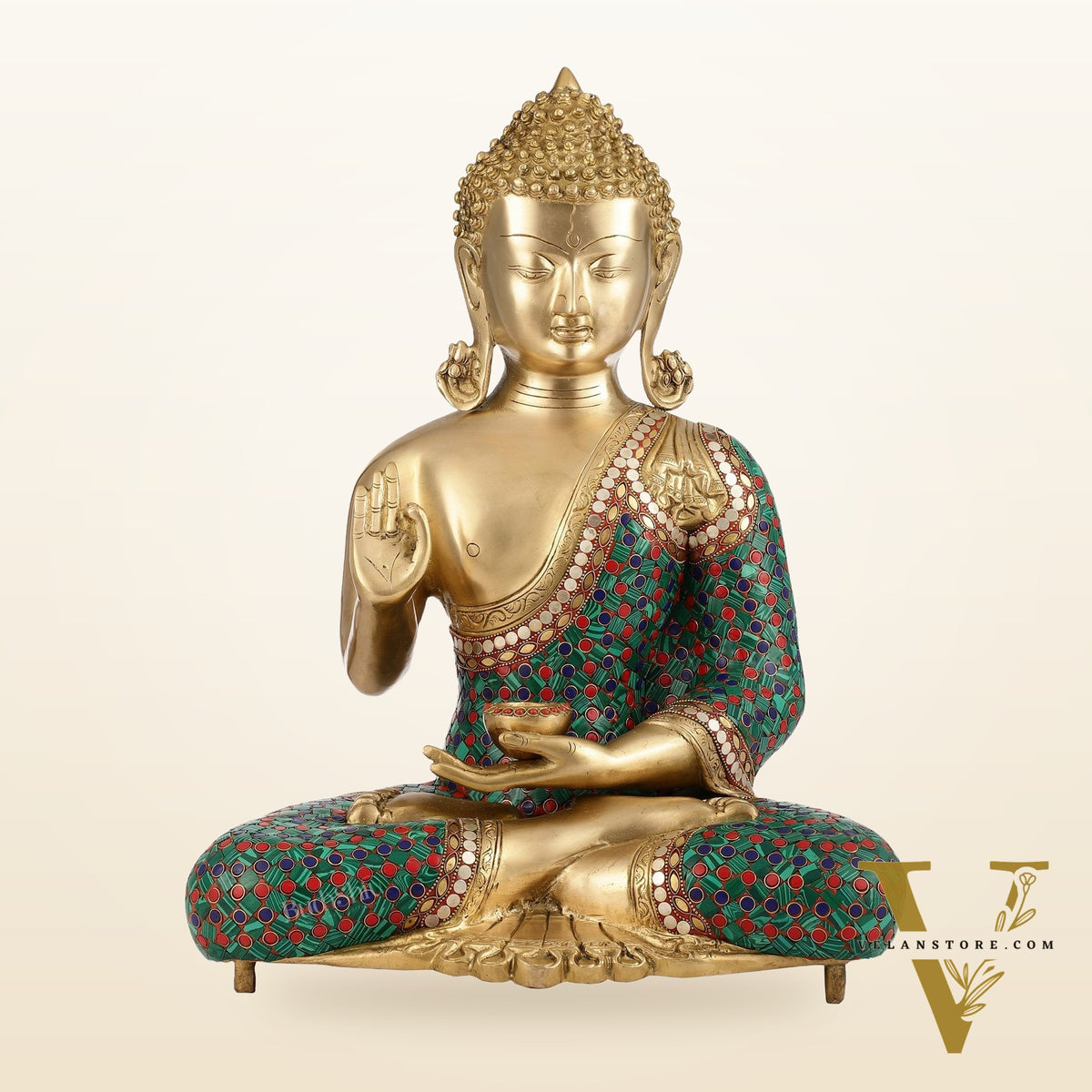 Buddha Brass Idol | Gautama Buddha in Abhayamudra Pose | Handcrafted 20 inch