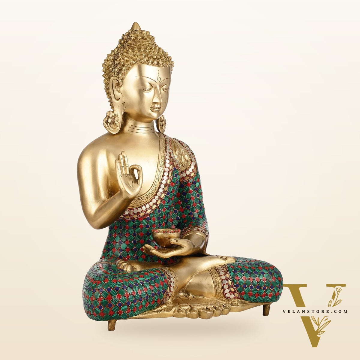 Buddha Brass Idol | Gautama Buddha in Abhayamudra Pose | Handcrafted 20 inch
