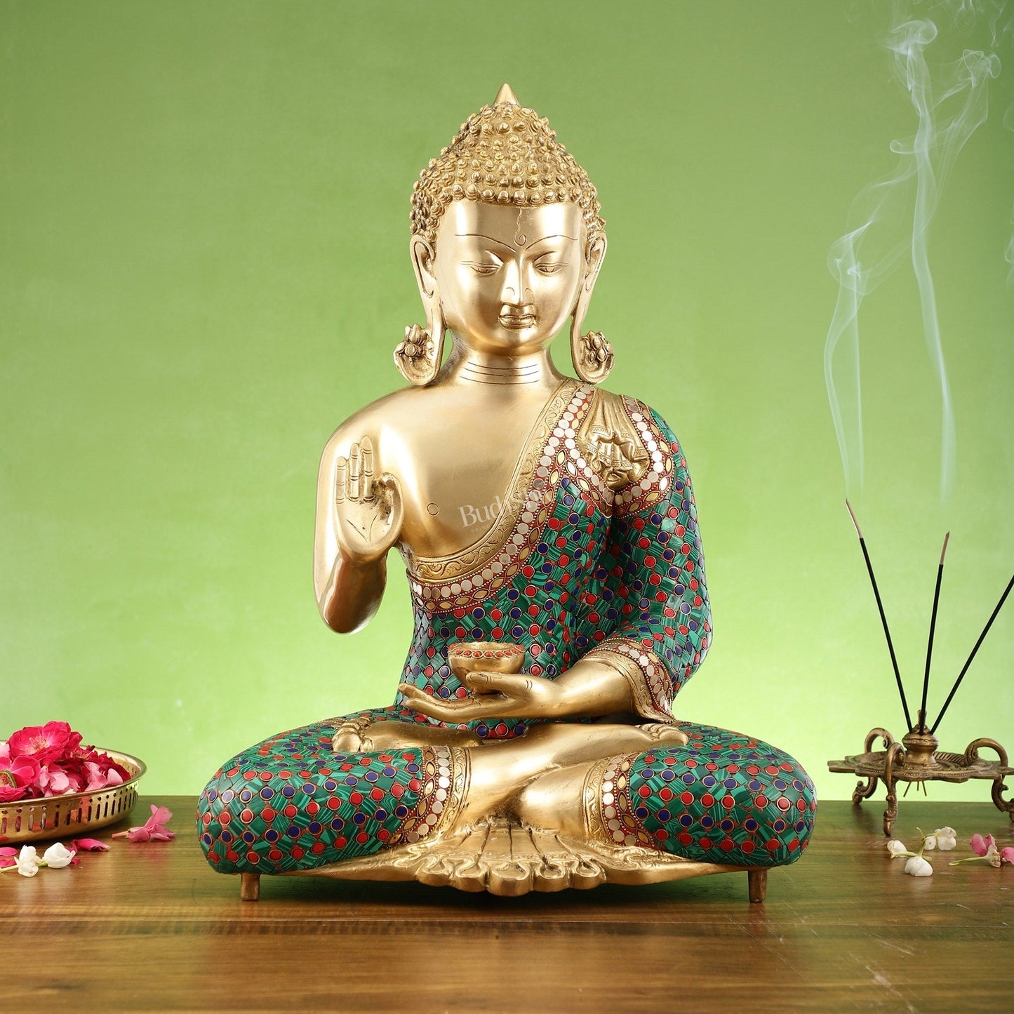 Buddha Brass Idol | Gautama Buddha in Abhayamudra Pose | Handcrafted 20 inch