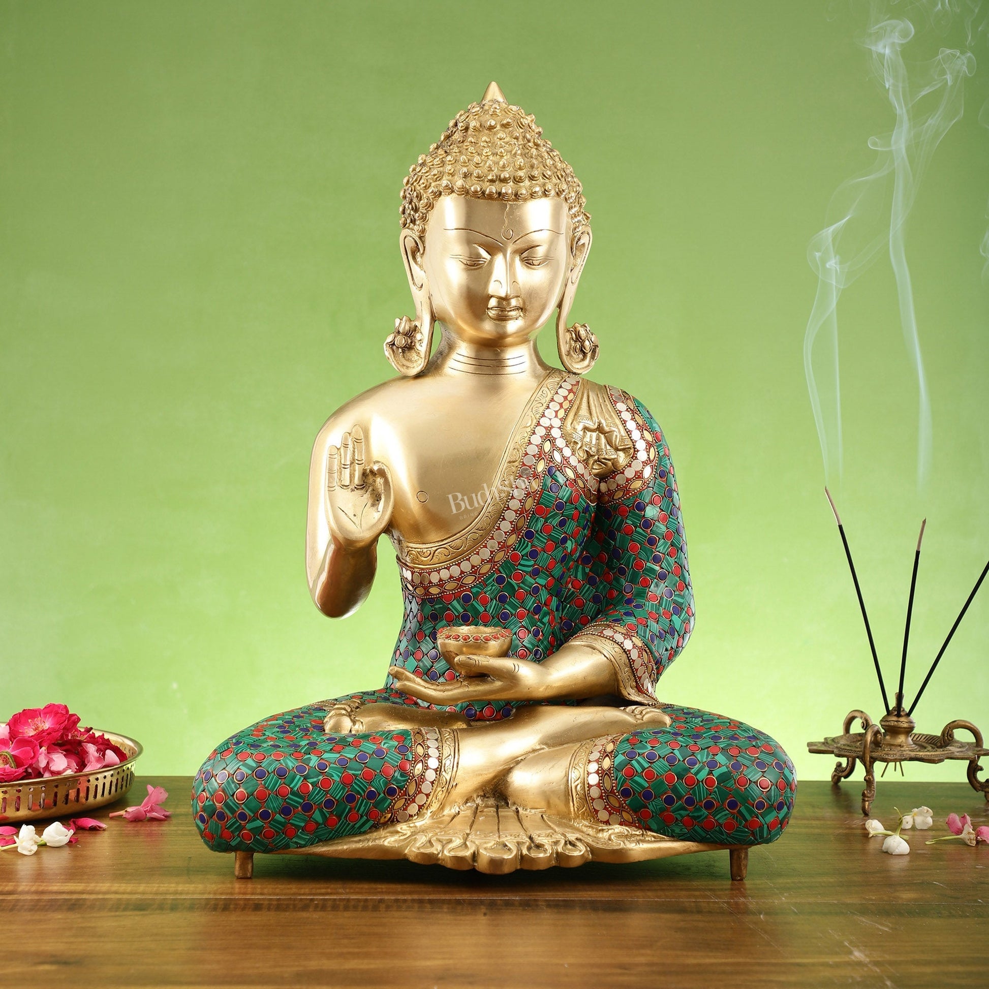 Buddha Brass Idol | Gautama Buddha in Abhayamudra Pose | Handcrafted 20 inch