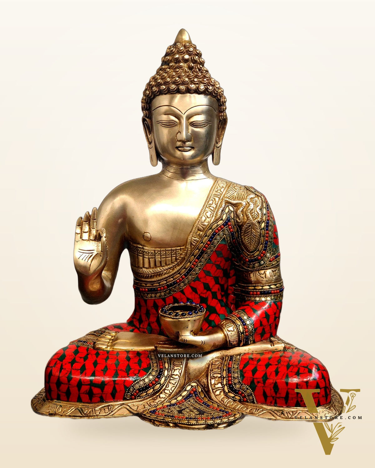 Buddha Brass Idol in Aashirwaad Abhaya Mudra 17 inch