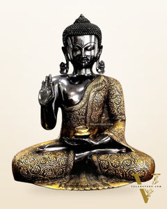 Buddha Brass Idol with Base - Abhaya Mudra Pose 17 inch