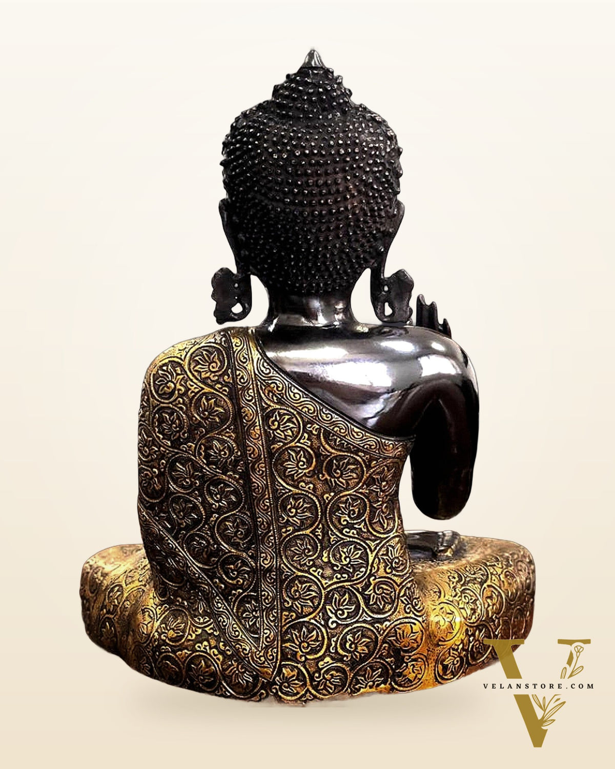 Buddha Brass Idol with Base - Abhaya Mudra Pose 17 inch