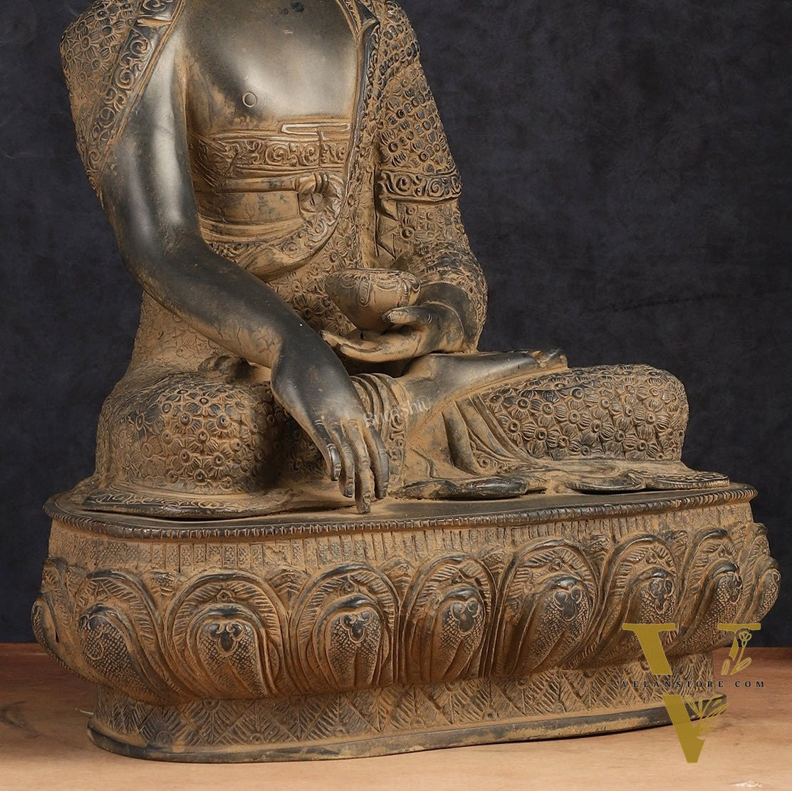 Buddha Brass Statue 16 inch Sand Finish