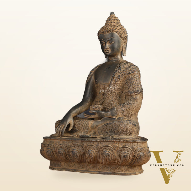 Buddha Brass Statue 16 inch Sand Finish