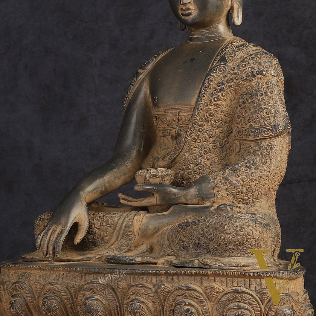 Buddha Brass Statue 16 inch Sand Finish