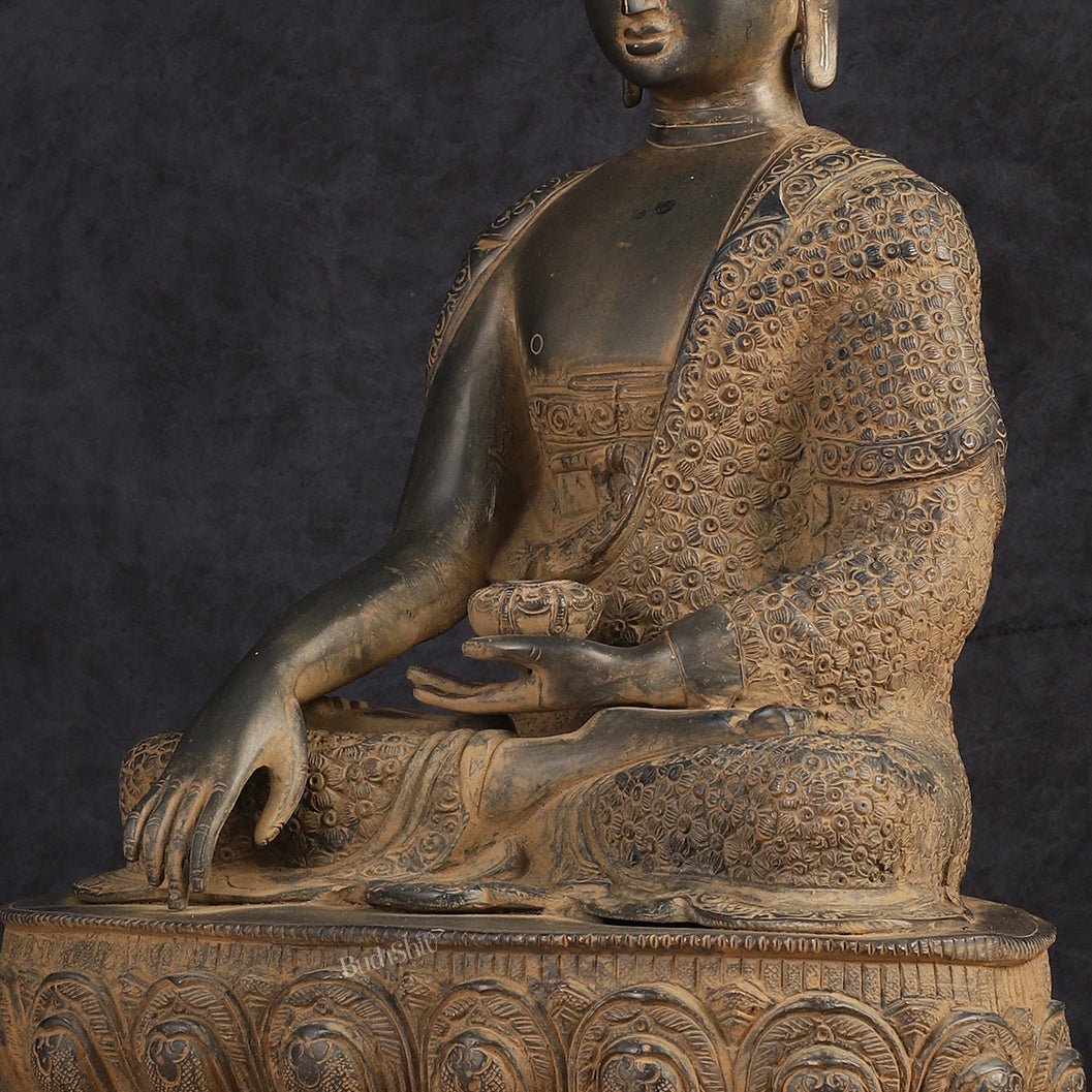 Buddha Brass Statue 16 inch Sand Finish