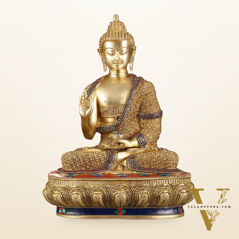 Buddha Brass Statue 16 inch Shakyamuni Mudra