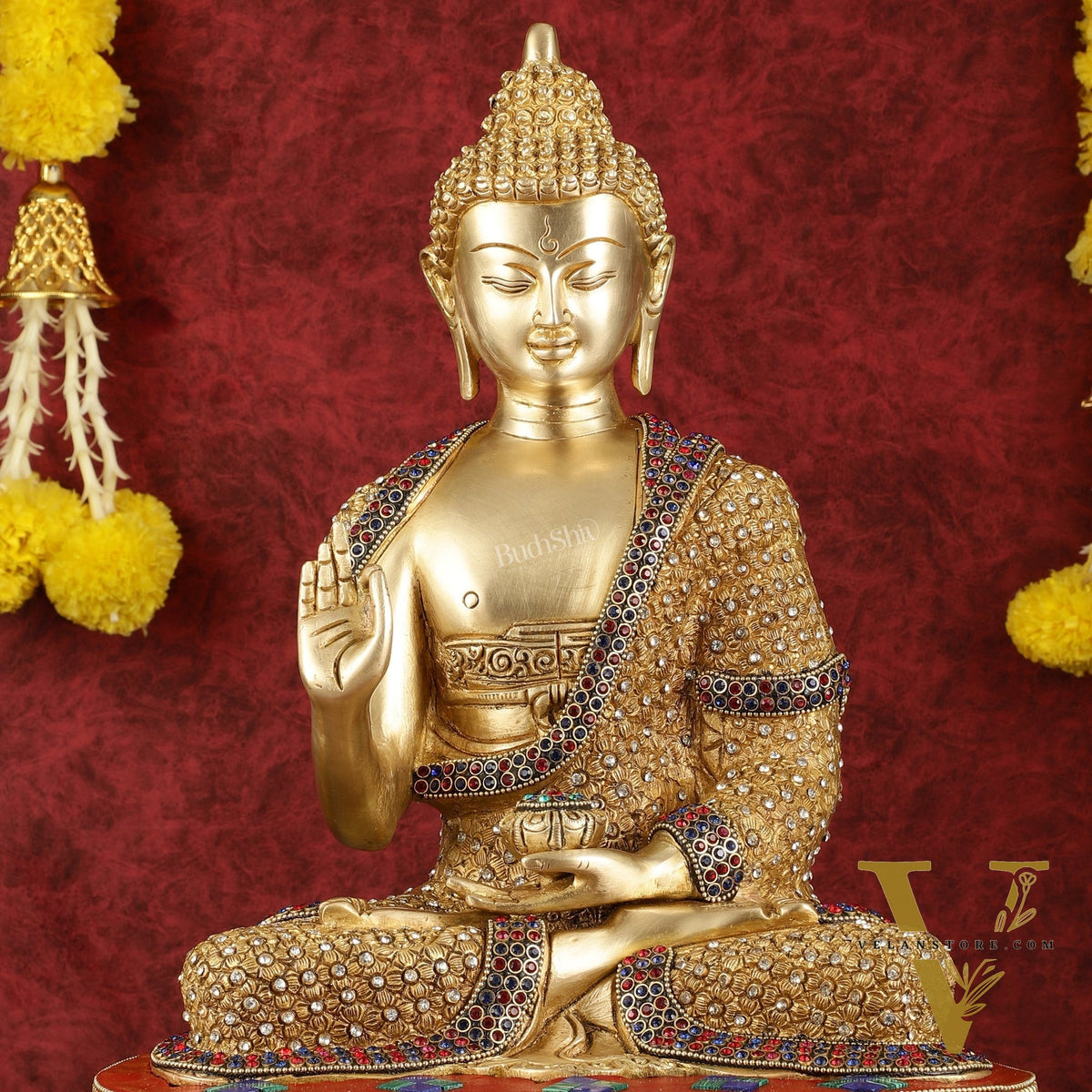Buddha Brass Statue 16 inch Shakyamuni Mudra