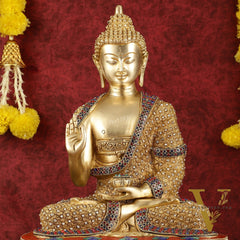 Buddha Brass Statue 16 inch Shakyamuni Mudra