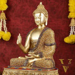 Buddha Brass Statue 16 inch Shakyamuni Mudra