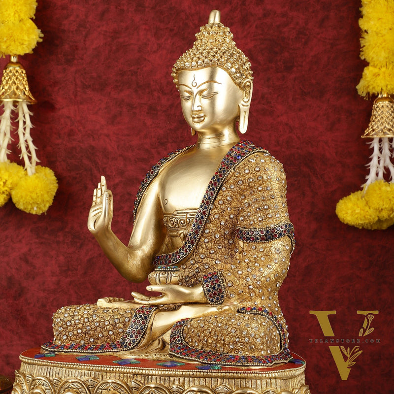 Buddha Brass Statue 16 inch Shakyamuni Mudra