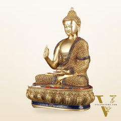 Buddha Brass Statue 16 inch Shakyamuni Mudra