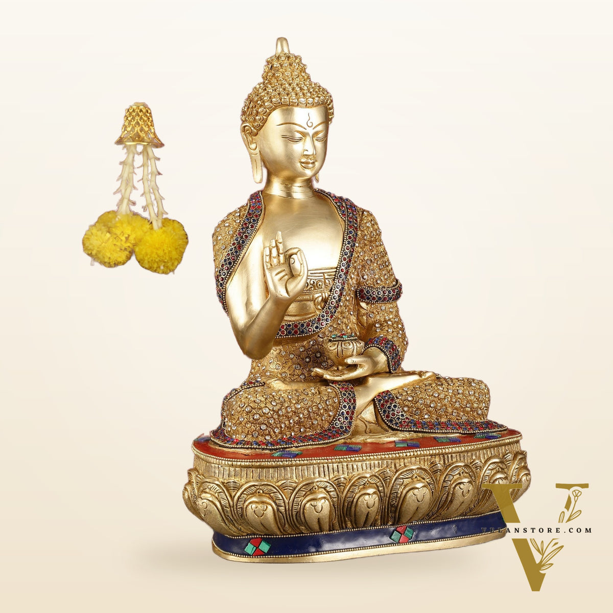 Buddha Brass Statue 16 inch Shakyamuni Mudra