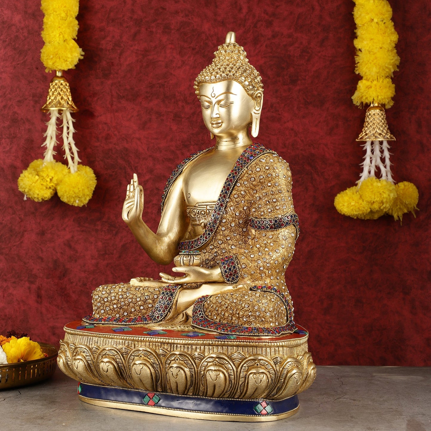 Buddha Brass Statue 16 inch Shakyamuni Mudra