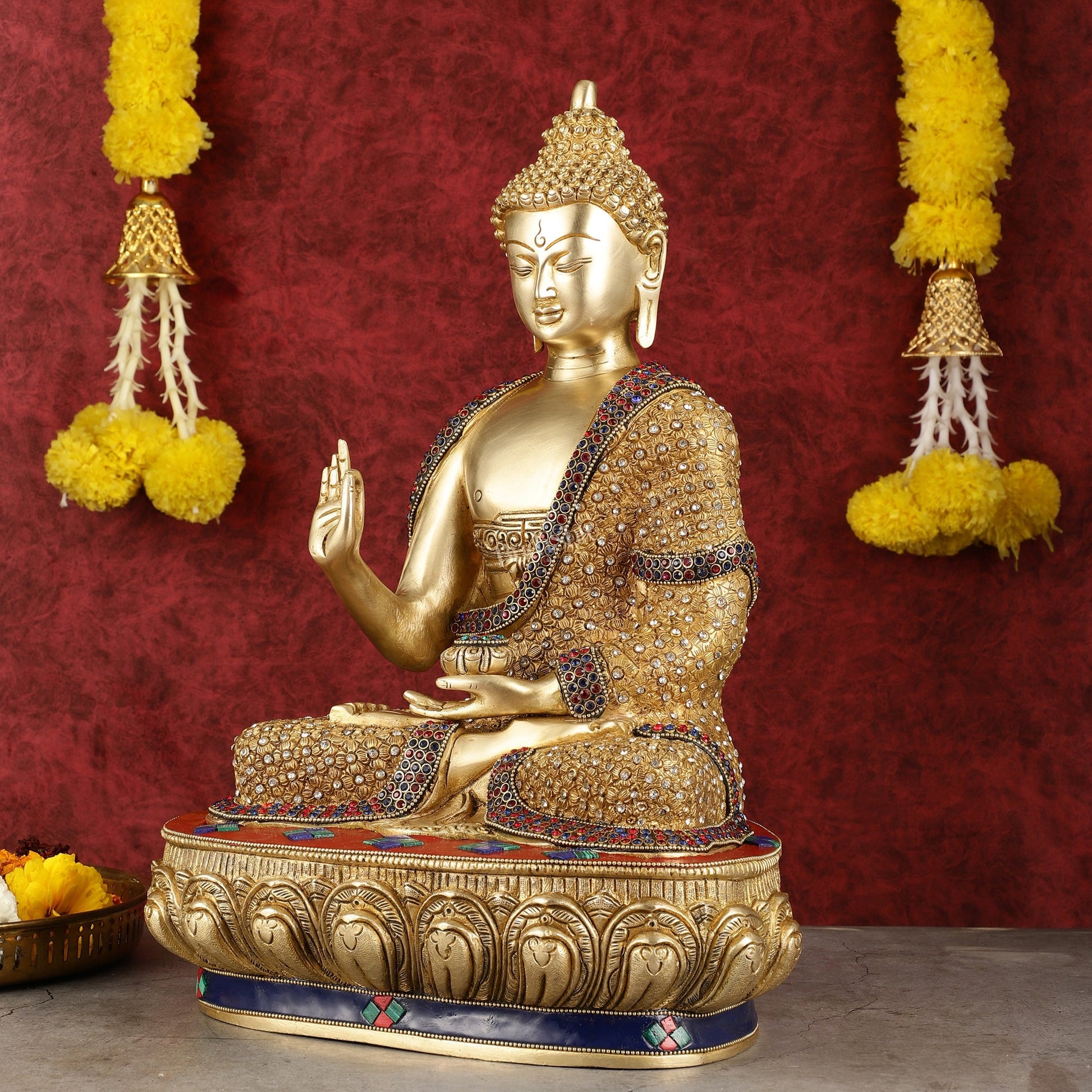 Buddha Brass Statue 16 inch Shakyamuni Mudra