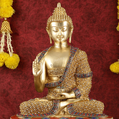 Buddha Brass Statue 16 inch Shakyamuni Mudra