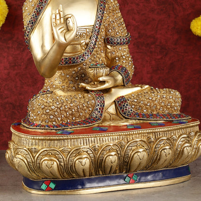 Buddha Brass Statue 16 inch Shakyamuni Mudra