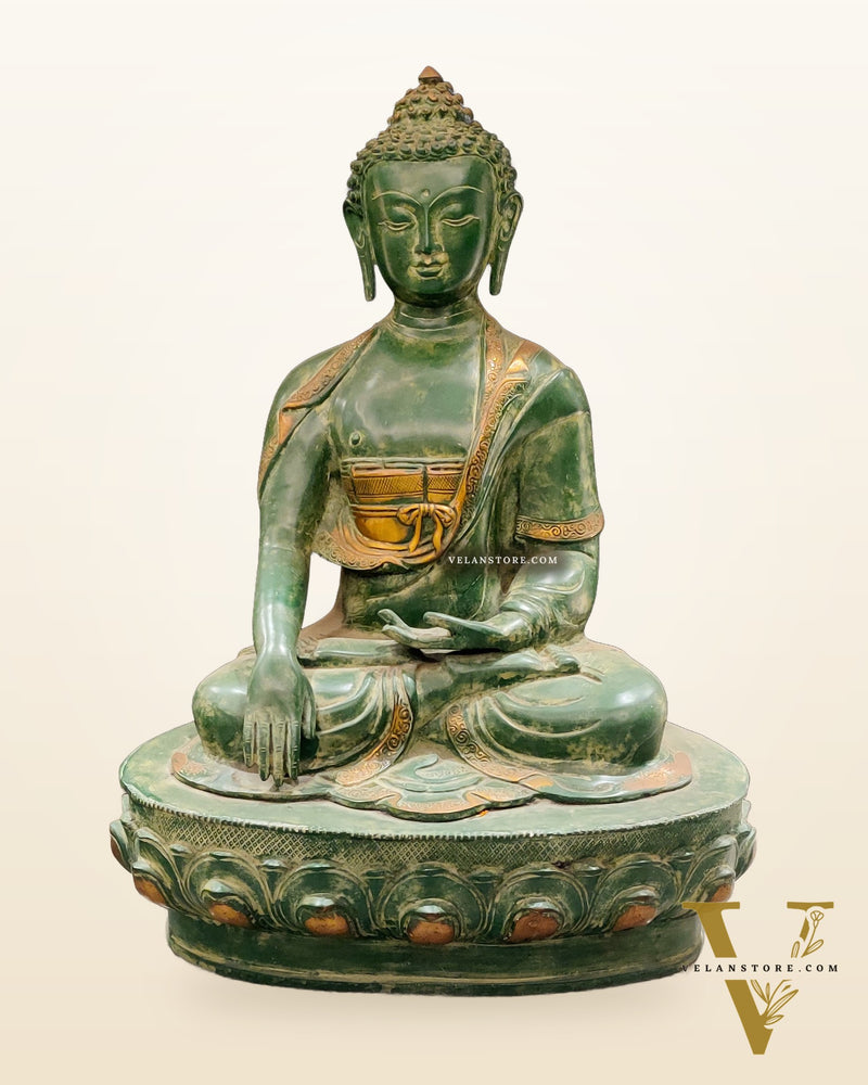 Buddha brass statue buddha idol bhoomisparsa stone finish 20 inch