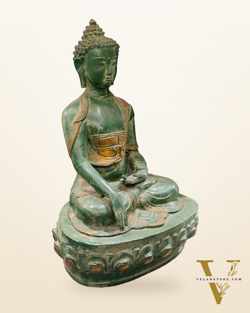 Buddha brass statue buddha idol bhoomisparsa stone finish 20 inch