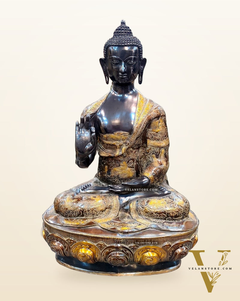 Buddha Brass Statue Lifestory Aashirwaad Mudra 33 inch