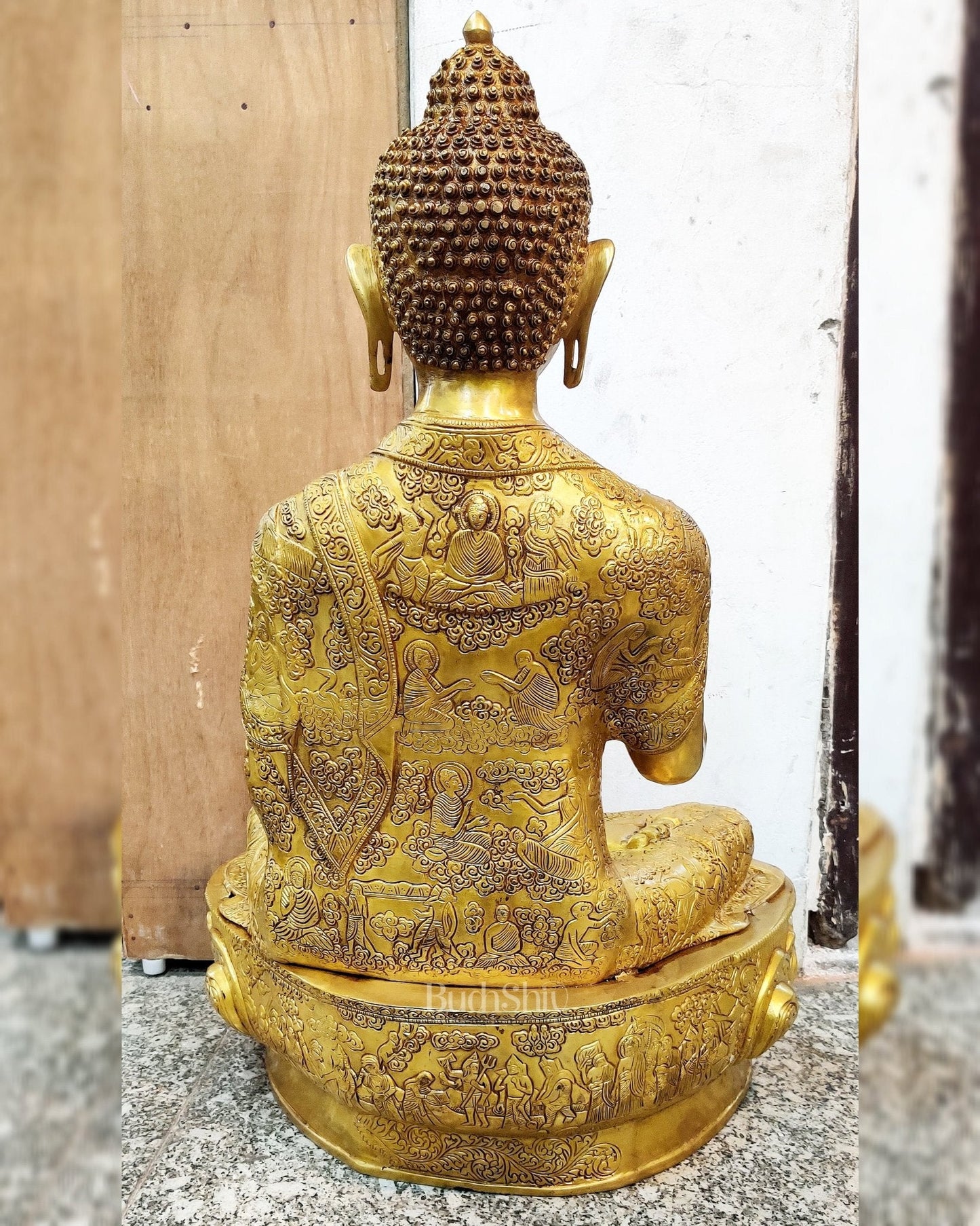 Buddha Brass Statue Lifestory Aashirwaad Mudra 33 inch