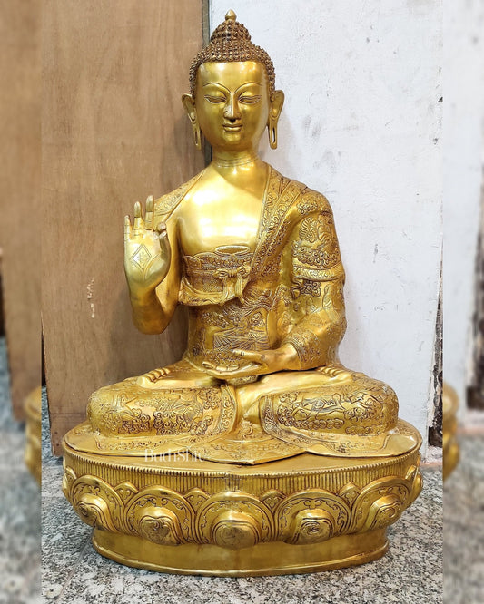 Buddha Brass Statue Lifestory Aashirwaad Mudra 33 inch